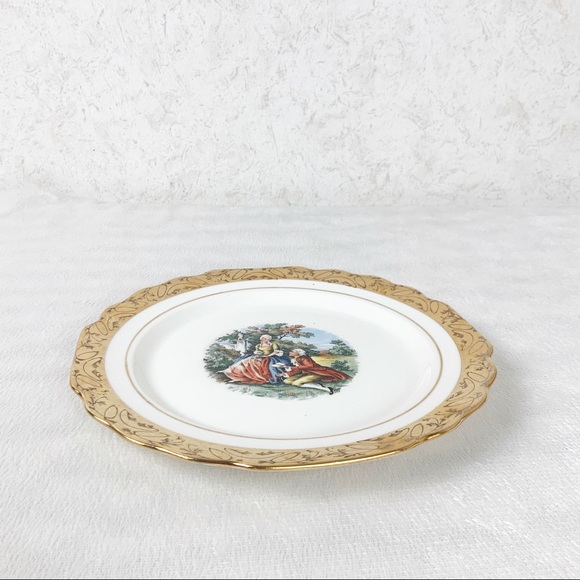 Vintage WS George Salad Plate Victorian Couple 22K Gold USA - Picture 5 of 5